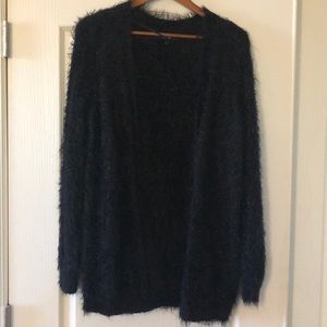 APT 9 Fuzzy Black Cardigan Sweater. Large.